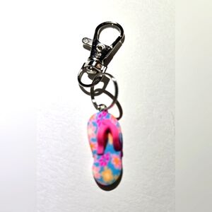 Floral Flip-Flop Keychain. NWOT Handmade
